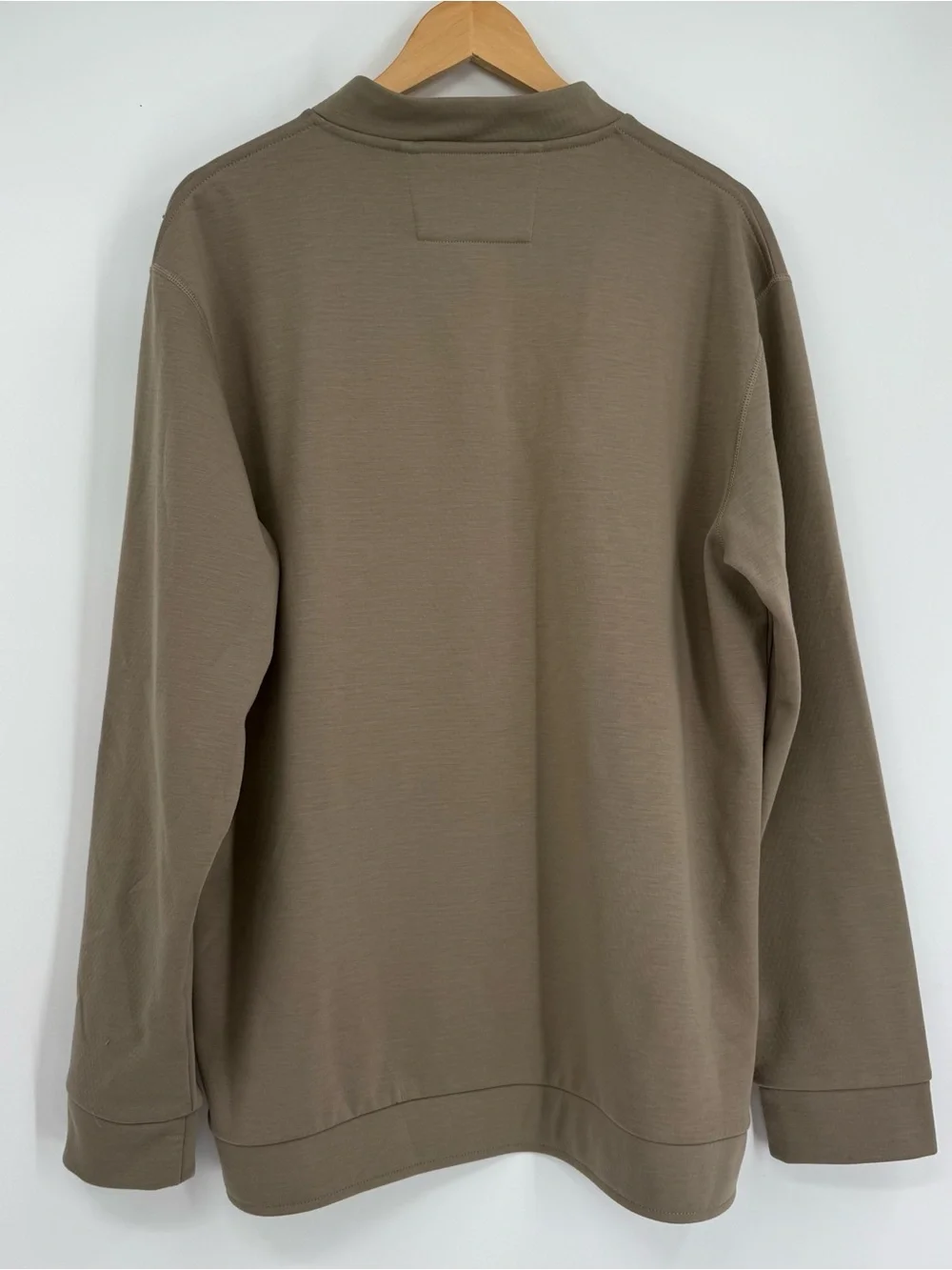 BYLT Premium Basics Pullover XL Taupe 1/4 Snap Waffle Lined Athleisure Golf.